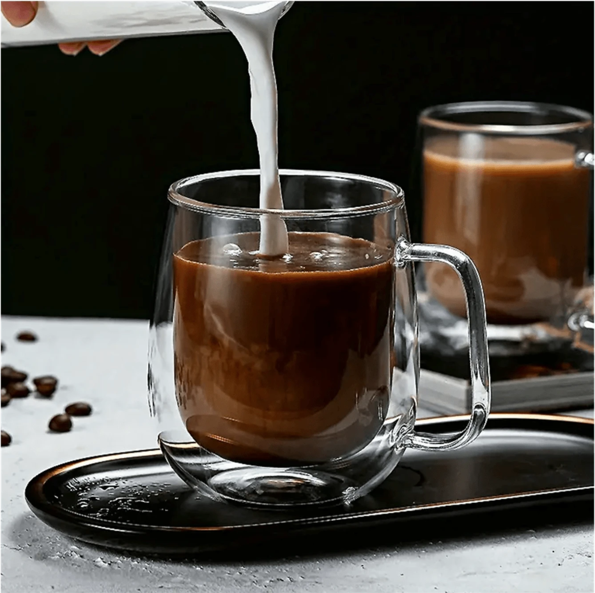 Double Wall Glass Coffee Mug 350ml